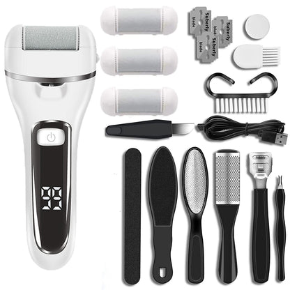 Bienelia™ Lima eléctrica para pies y set de pedicura 10 en 1 para eliminar durezas y callos
