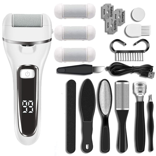Bienelia™ Lima eléctrica para pies y set de pedicura 10 en 1 para eliminar durezas y callos