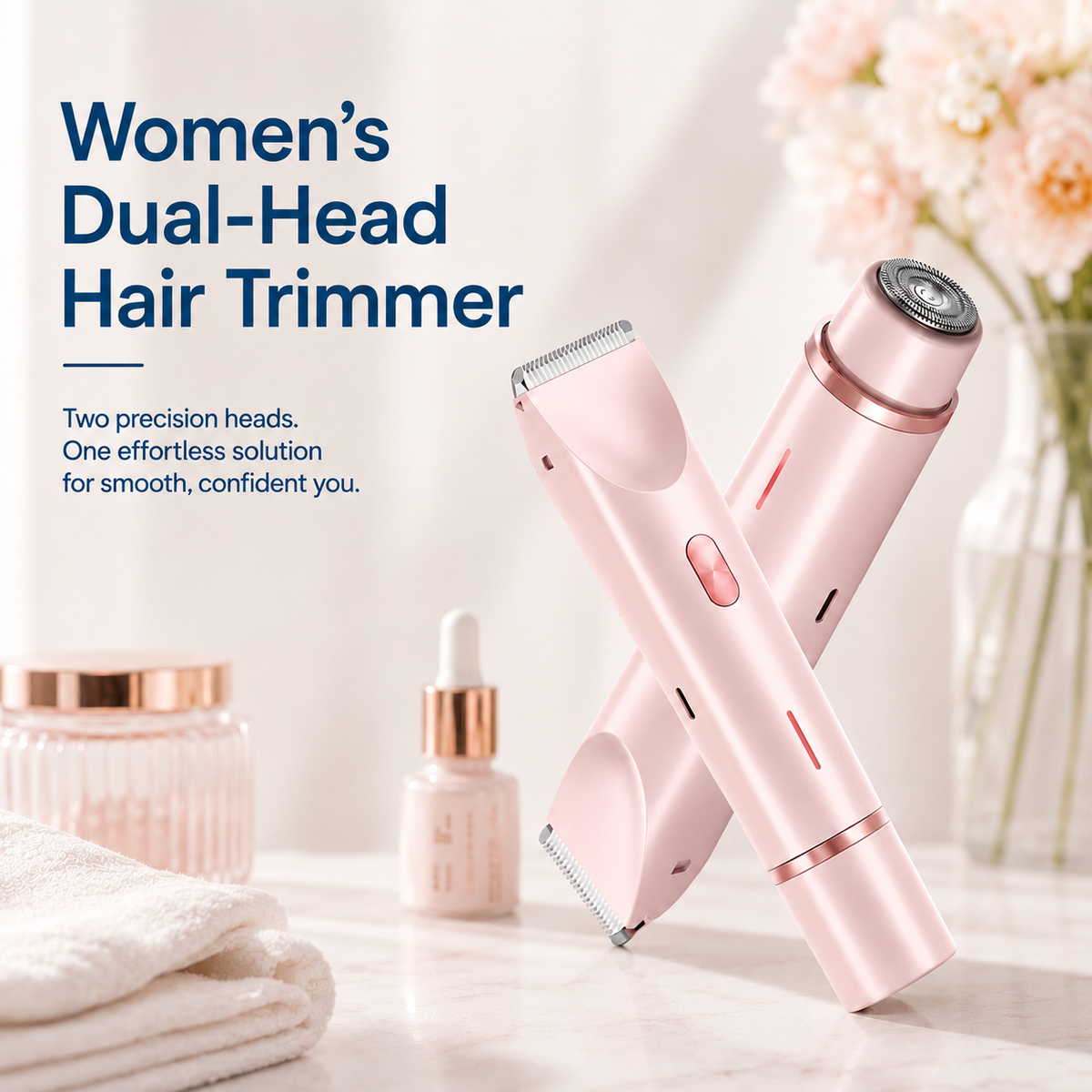 Bienelia™ Afeitadora eléctrica para mujer – Depilación de doble cabezal para rostro y cuerpo, resistente al agua IPX7