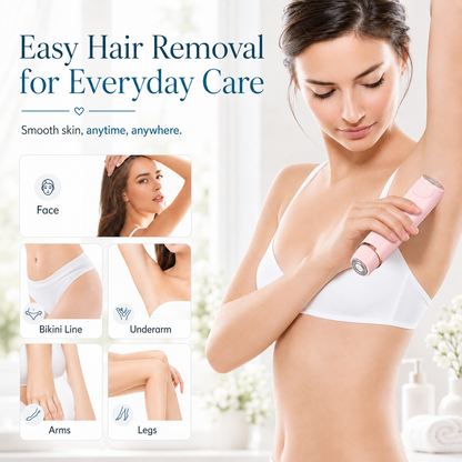 Bienelia™ Afeitadora eléctrica para mujer – Depilación de doble cabezal para rostro y cuerpo, resistente al agua IPX7