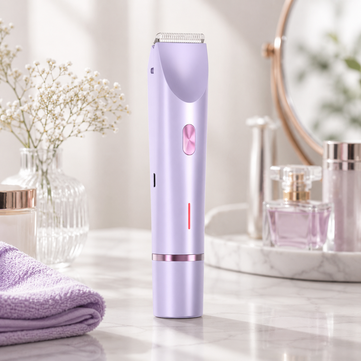 Bienelia™ Afeitadora eléctrica para mujer – Depilación de doble cabezal para rostro y cuerpo, resistente al agua IPX7