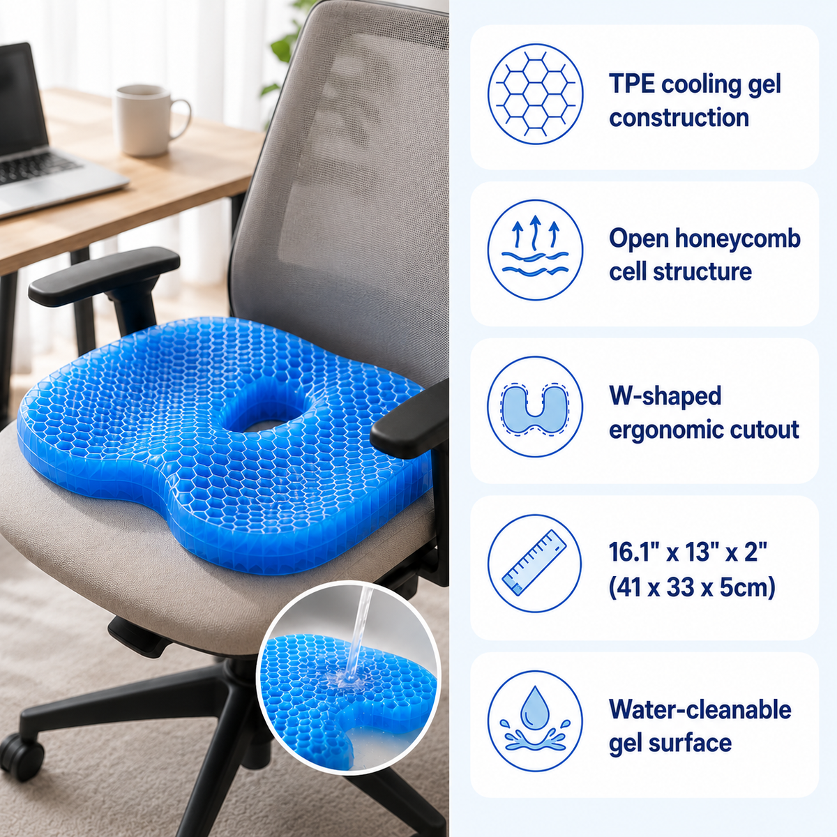 Bienelia™ Cojín de gel refrescante con diseño de panal