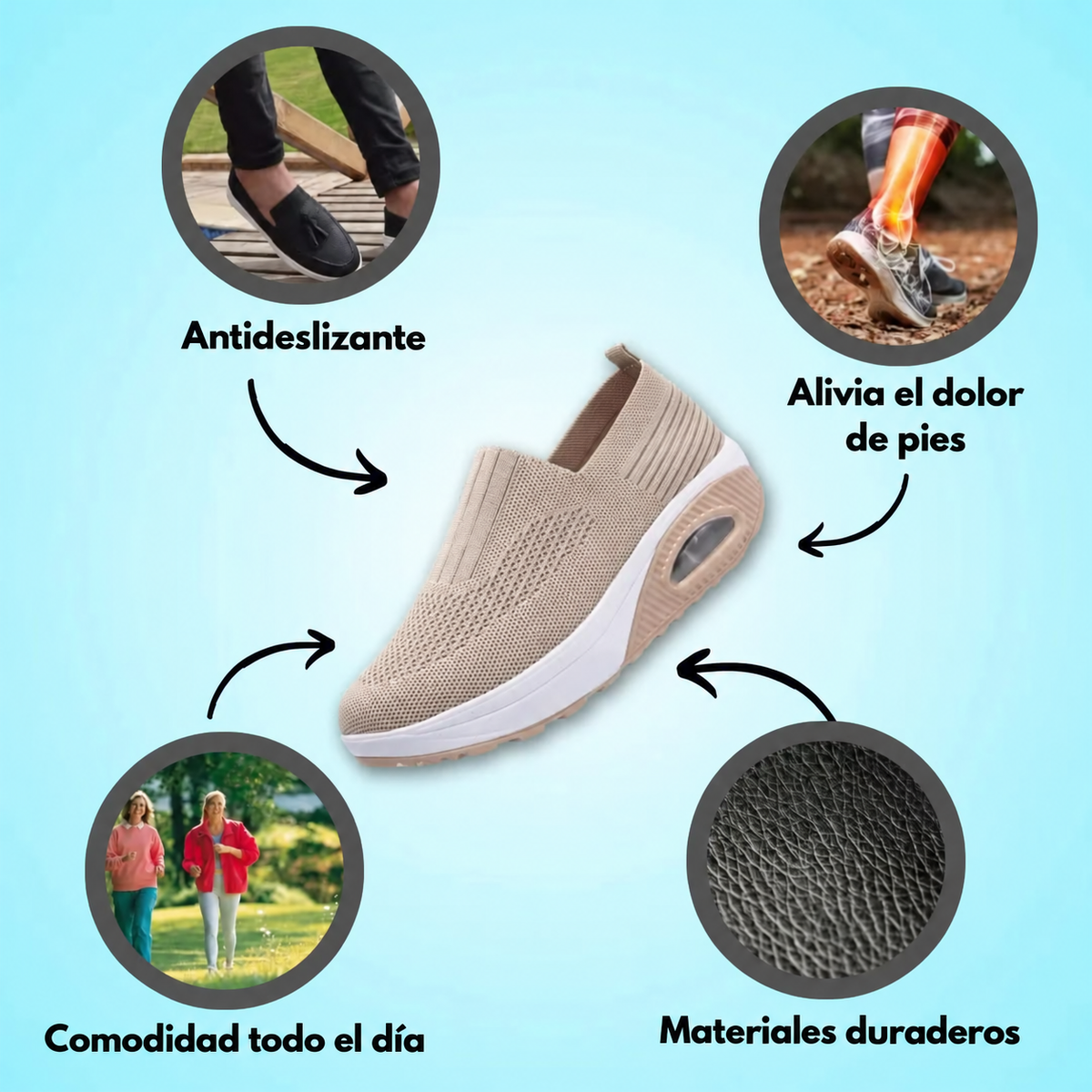 Bienelia™ Zapatos ortopédicos para mujer con pies hinchados y edema